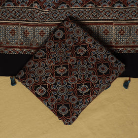 Black - natural dyed 3pc unstitched dress material 04