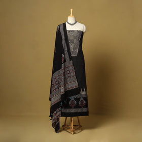 Black - natural dyed 3pc unstitched dress material 04