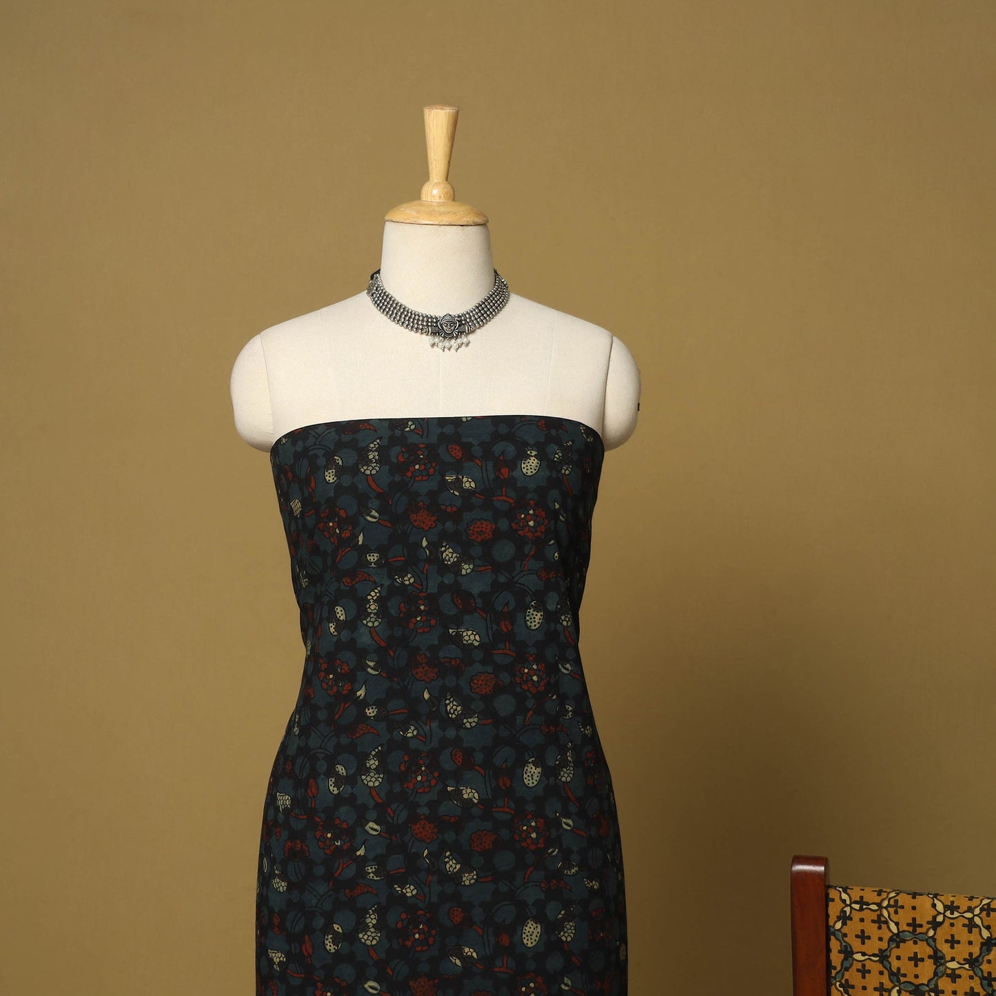 Black - natural dyed 3pc unstitched dress material 08