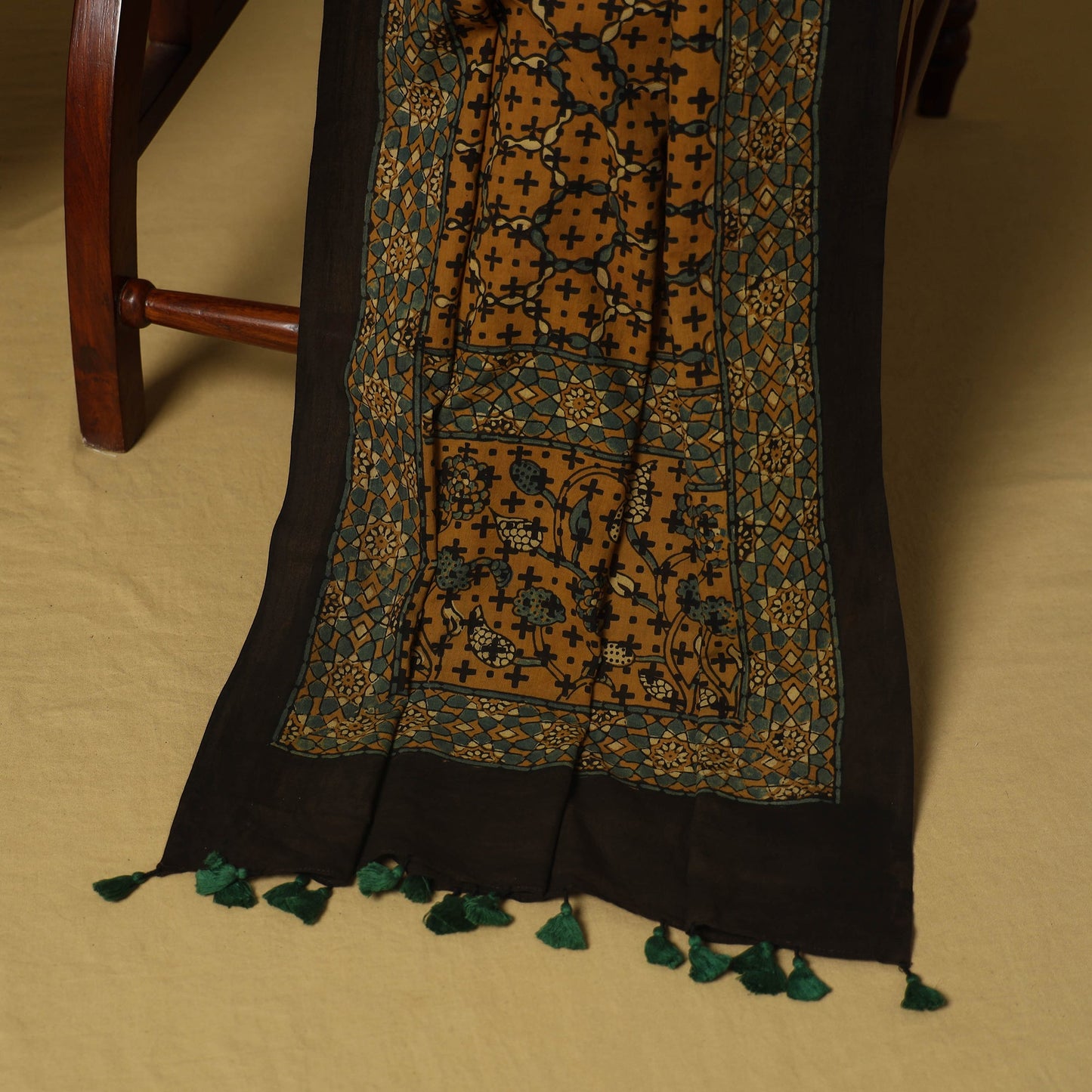 Black - natural dyed 3pc unstitched dress material 08