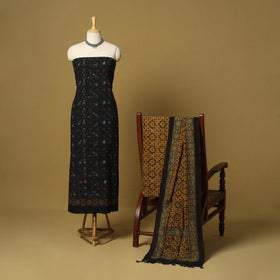 Black - natural dyed 3pc unstitched dress material 08