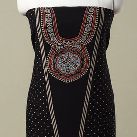  Black Natural Dyed Block Print 3pc Ajrakh Dress Material