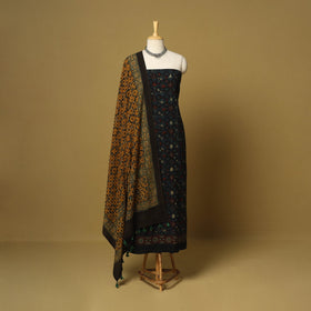 Black - natural dyed 3pc unstitched dress material 08