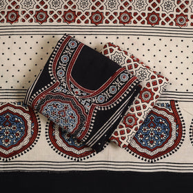  Black Natural Dyed Block Print 3pc Ajrakh Dress Material