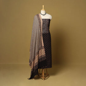 Black - natural dyed 3pc unstitched dress material 09