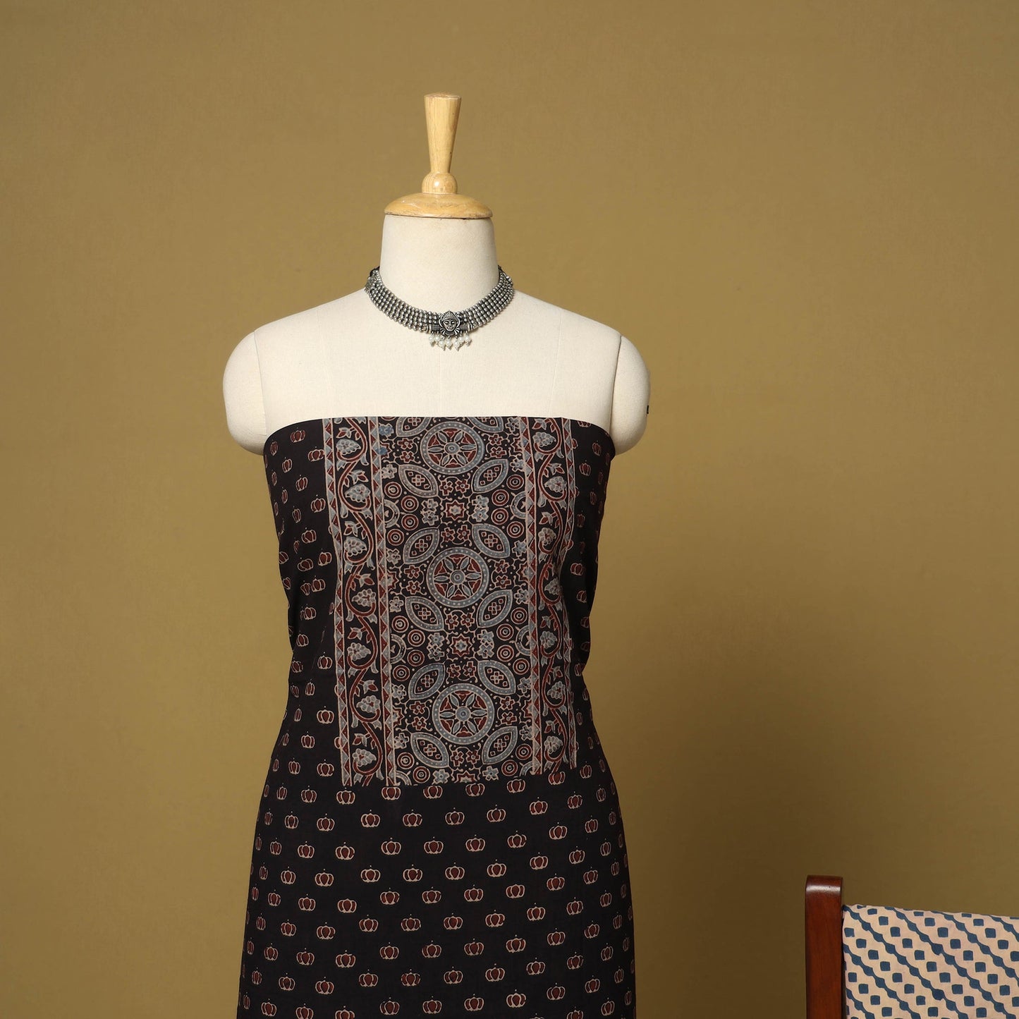 Black - natural dyed 3pc unstitched dress material 09