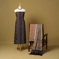 Black - natural dyed 3pc unstitched dress material 10