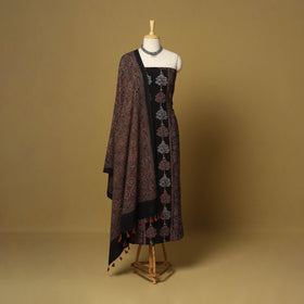 Black - natural dyed 3pc unstitched dress material 10