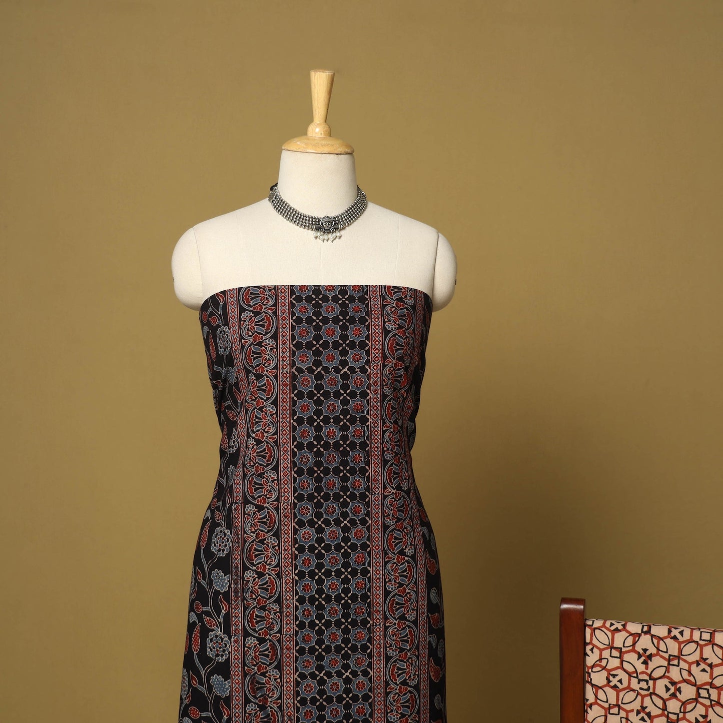 Black - natural dyed 3pc unstitched dress material 10