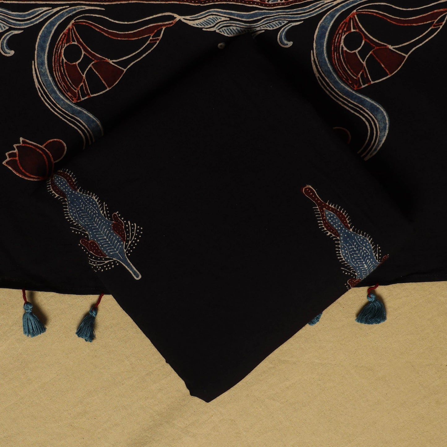 Black - natural dyed 3pc unstitched dress material 12