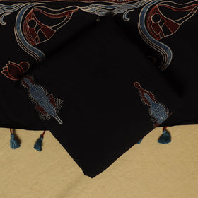 Black - natural dyed 3pc unstitched dress material 12