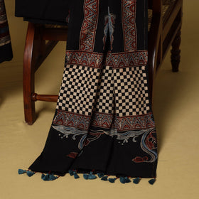 Black - natural dyed 3pc unstitched dress material 12