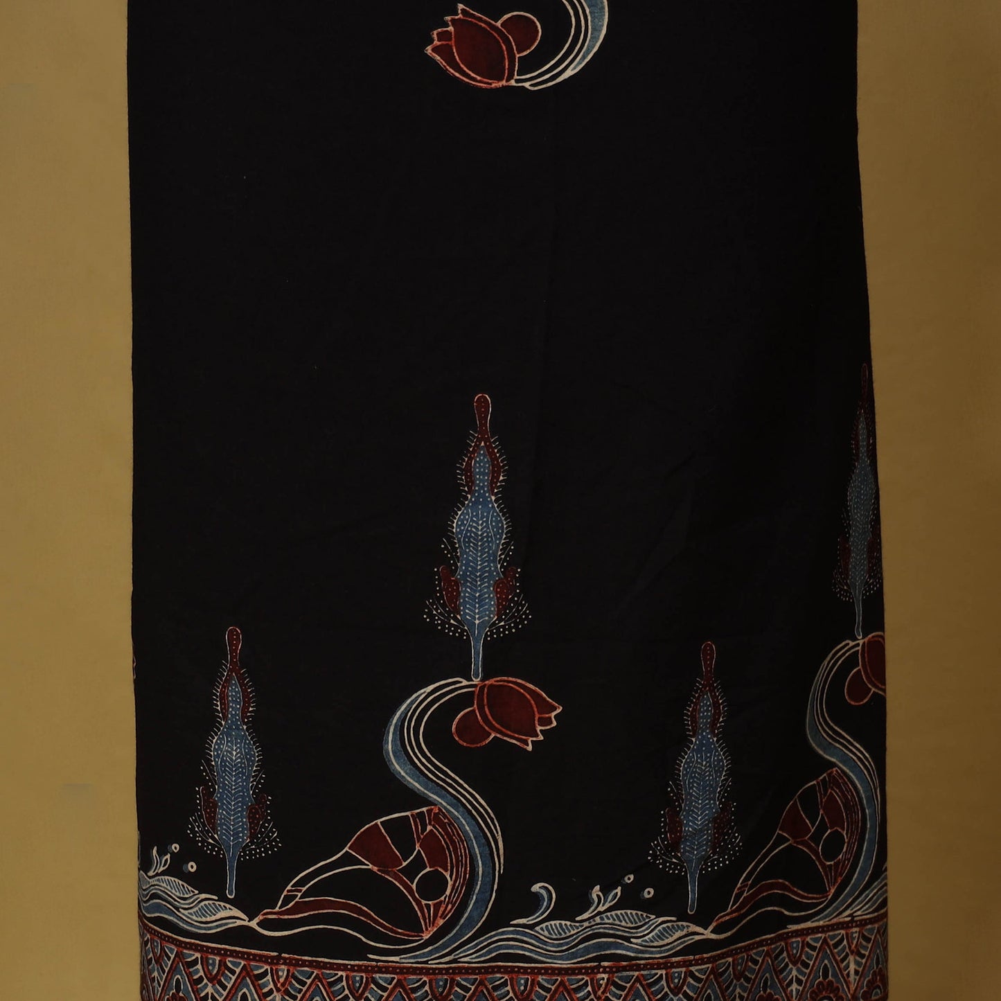 Black - natural dyed 3pc unstitched dress material 12