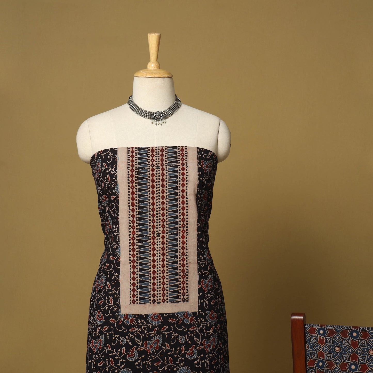 Black - natural dyed 3pc unstitched dress material 15