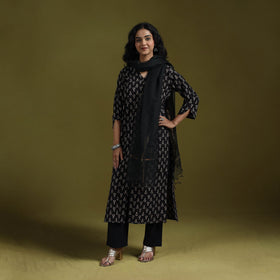 Natural dyed ajrakh hand block print cotton suit set