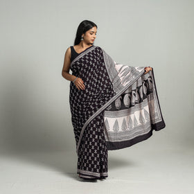 Black Bagh Print Cotton Saree Online from Madhya Pradesh
