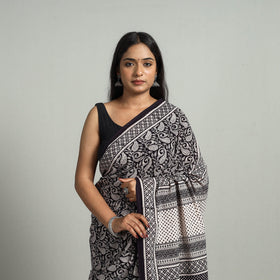 Black Bagh Print Cotton Saree Online from Madhya Pradesh