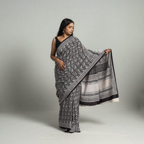 Black Bagh Print Cotton Saree Online from Madhya Pradesh