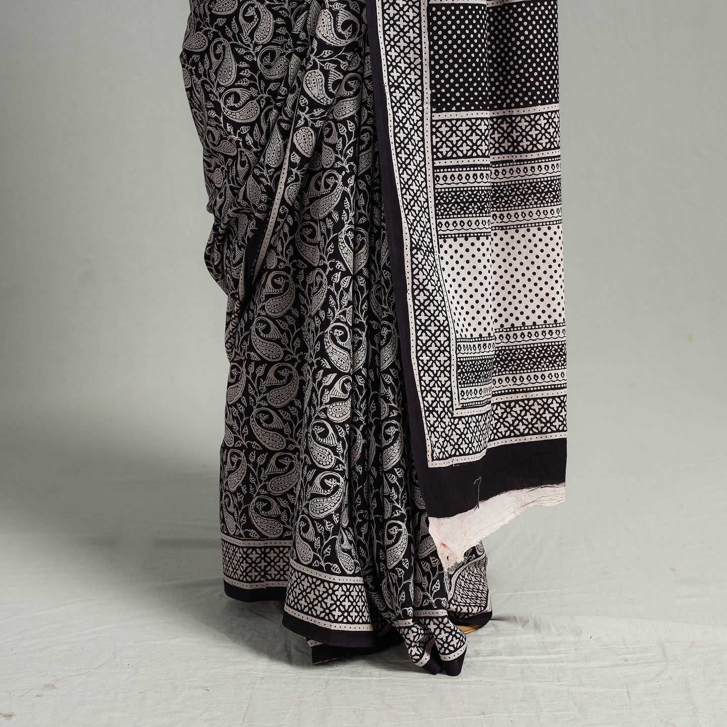 Black Bagh Print Cotton Saree Online from Madhya Pradesh