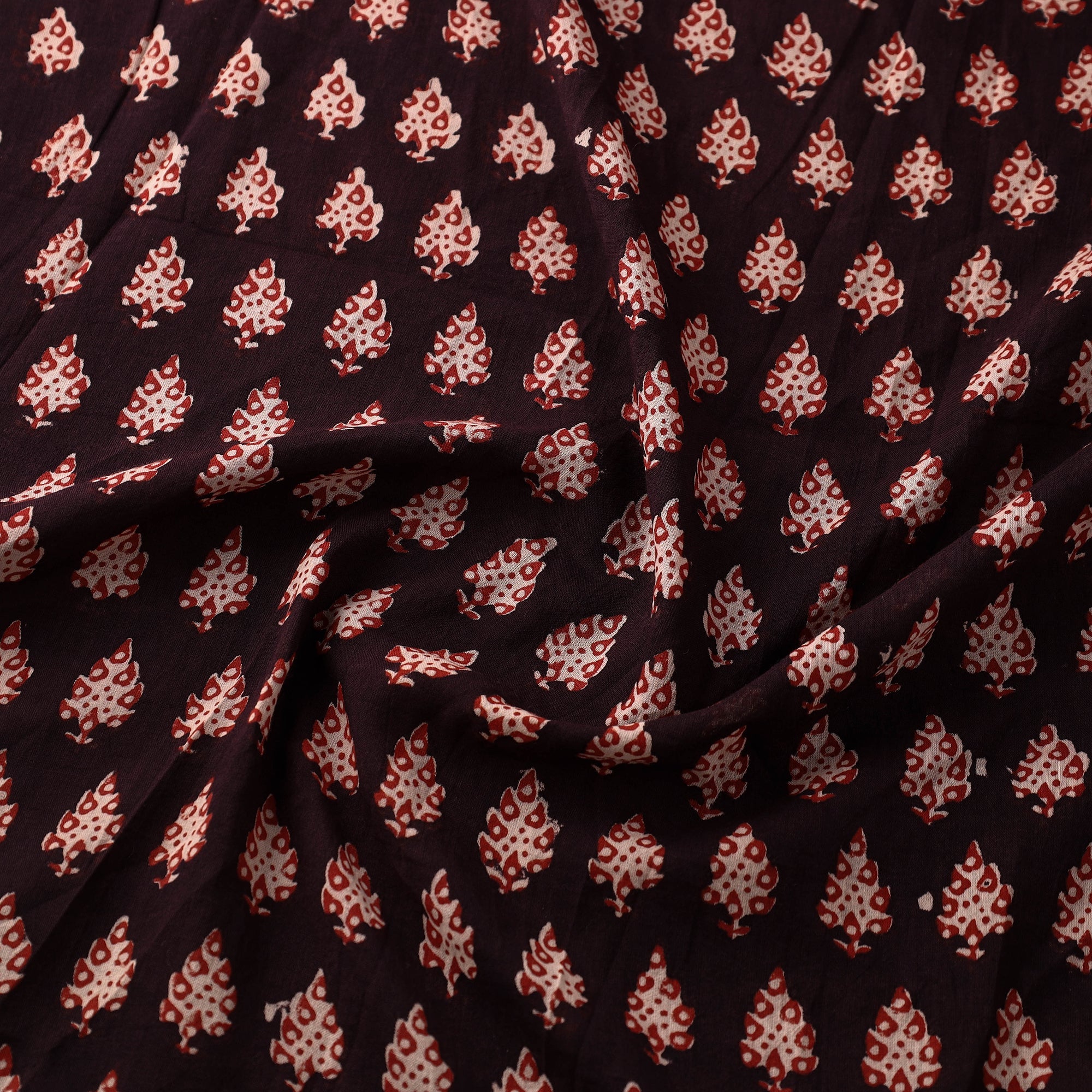 Brown - Bagh Hand Block Print Natural Dyed Cotton Fabric 03