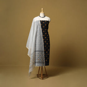 Natural dyed bagru cotton 3pc unstitched dress material 14
