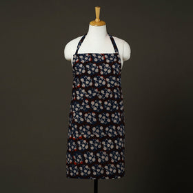 Black - bagru cotton apron with pocket 15 - handcrafted