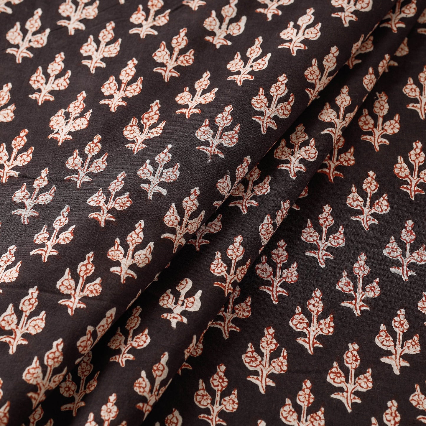 Black - natural dyed bagru cotton fabric 06 - handcrafted