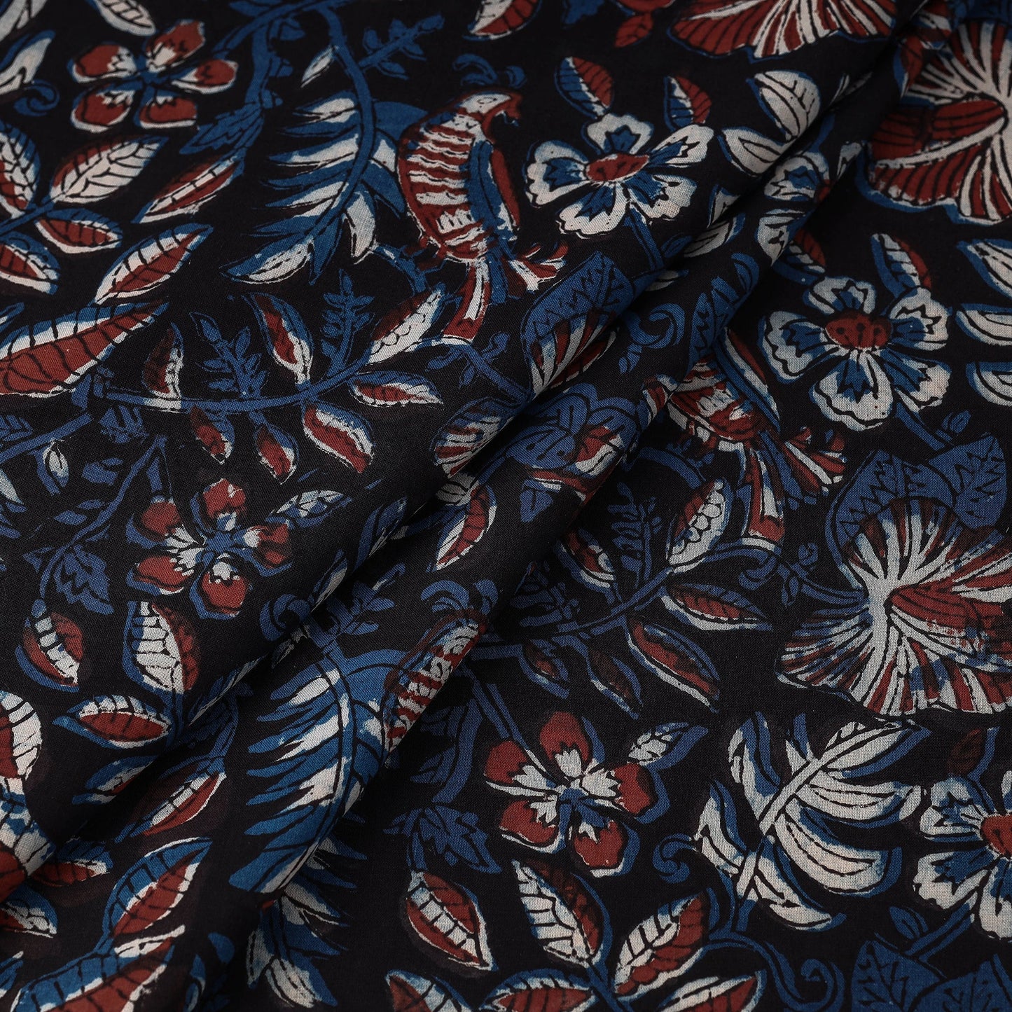 Black Traditional Bagru Dabu Print Fabric from Rajasthan