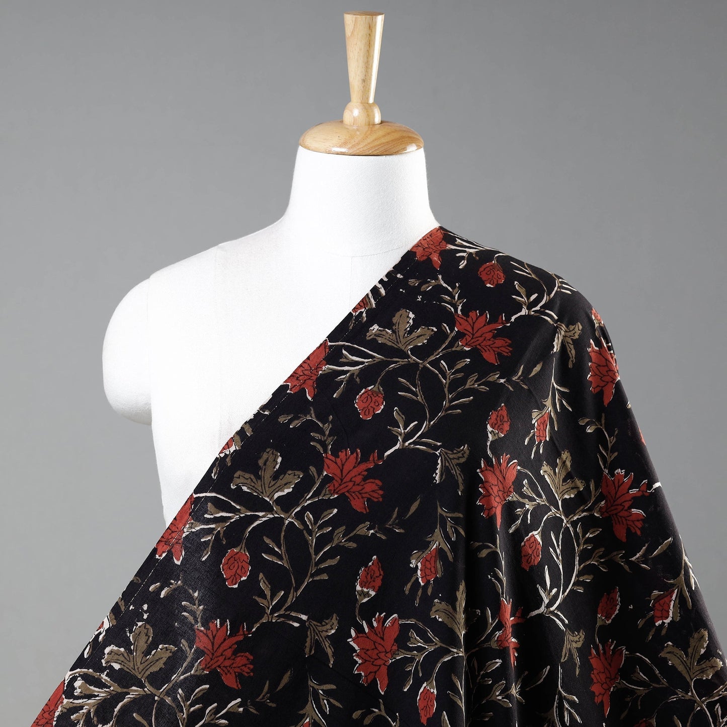 Black - natural dyed bagru cotton fabric 12 - handcrafted