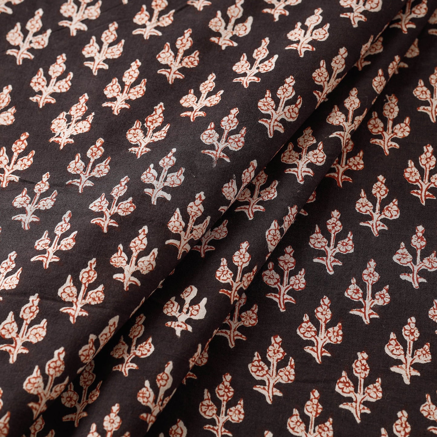 Black - natural dyed bagru cotton fabric 06 - handcrafted