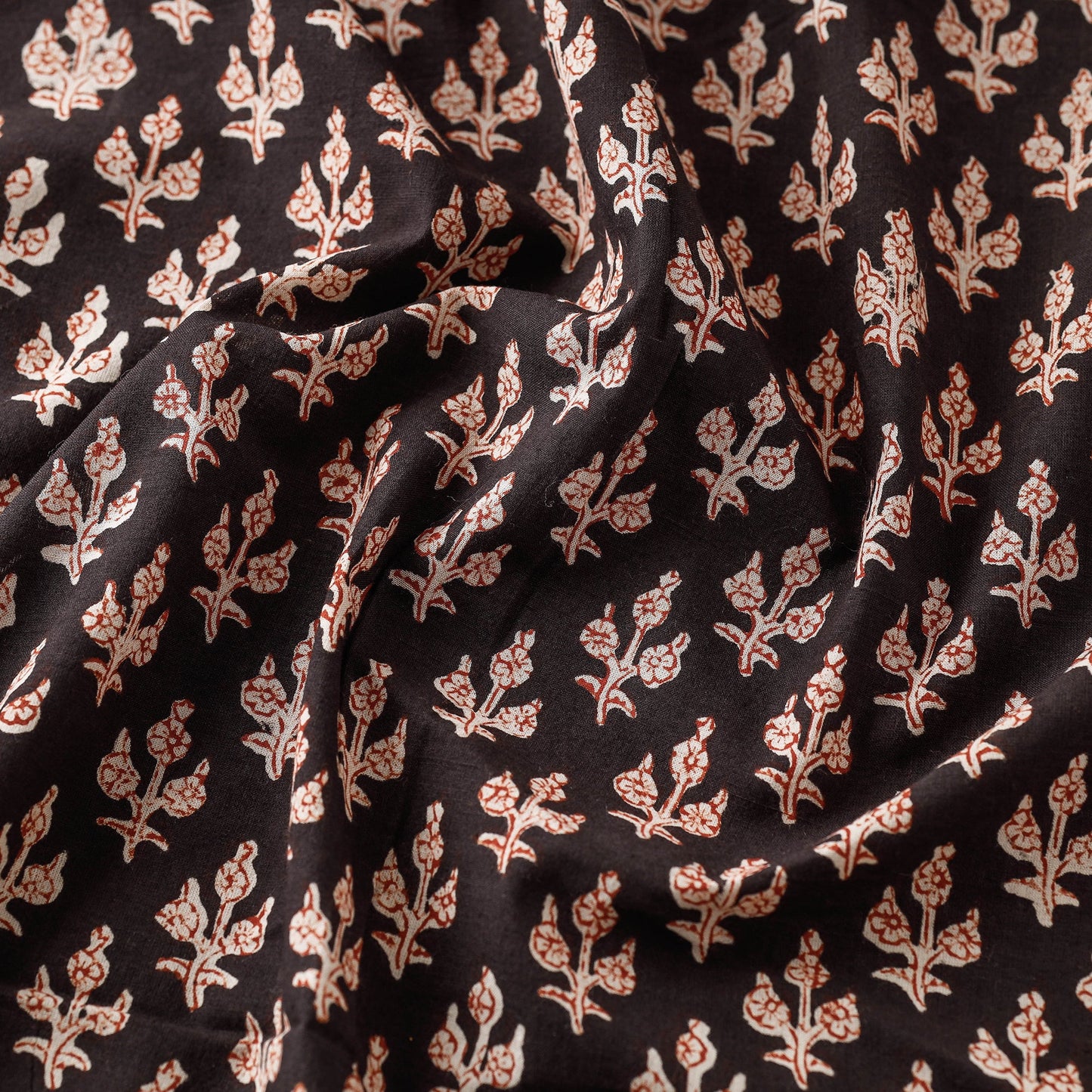 Black - natural dyed bagru cotton fabric 06 - handcrafted