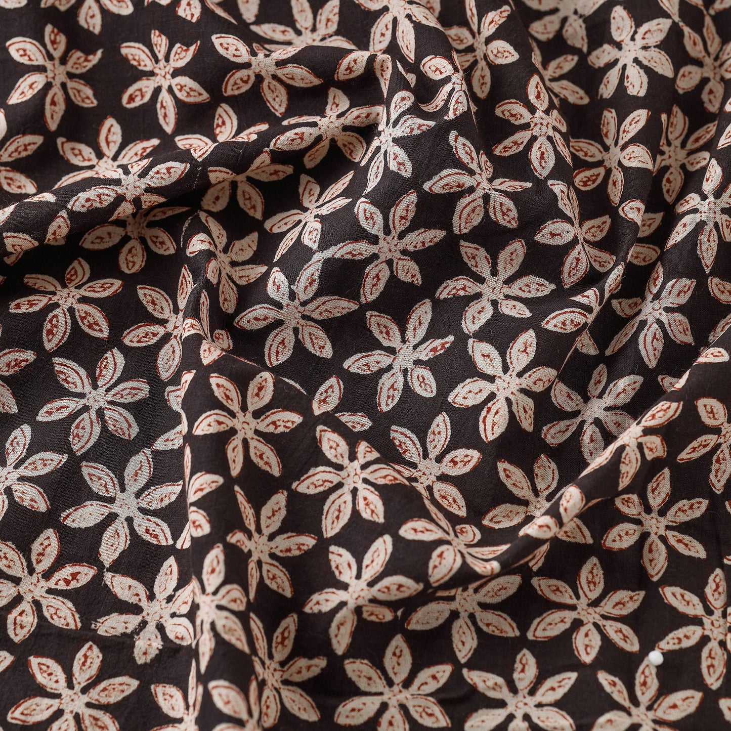 Black Traditional Bagru Print Fabric from Rajasthan