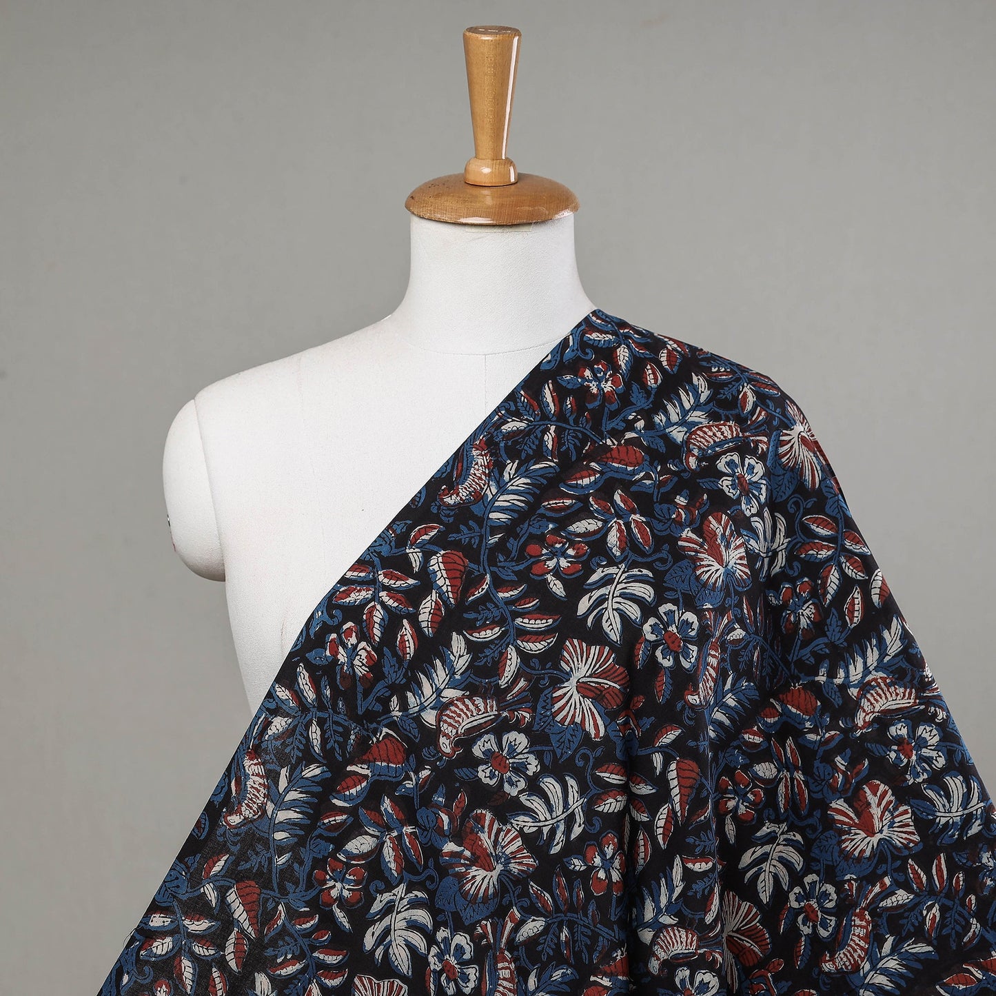 Black Traditional Bagru Dabu Print Fabric from Rajasthan