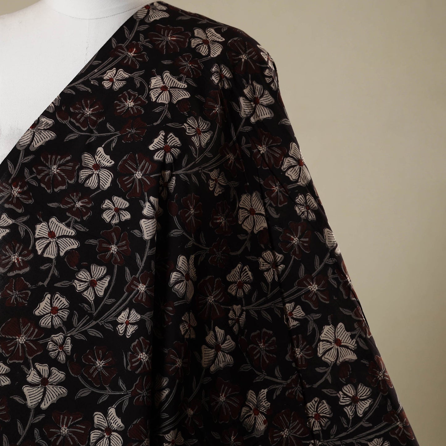 Black - natural dyed bagru dabu fabric 20 - handcrafted