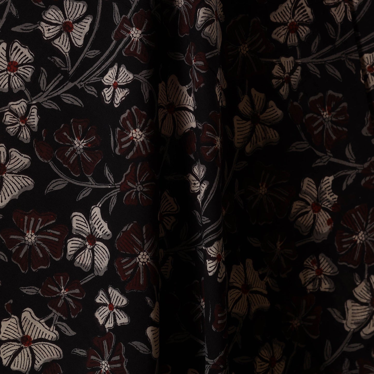 Black - natural dyed bagru dabu fabric 20 - handcrafted