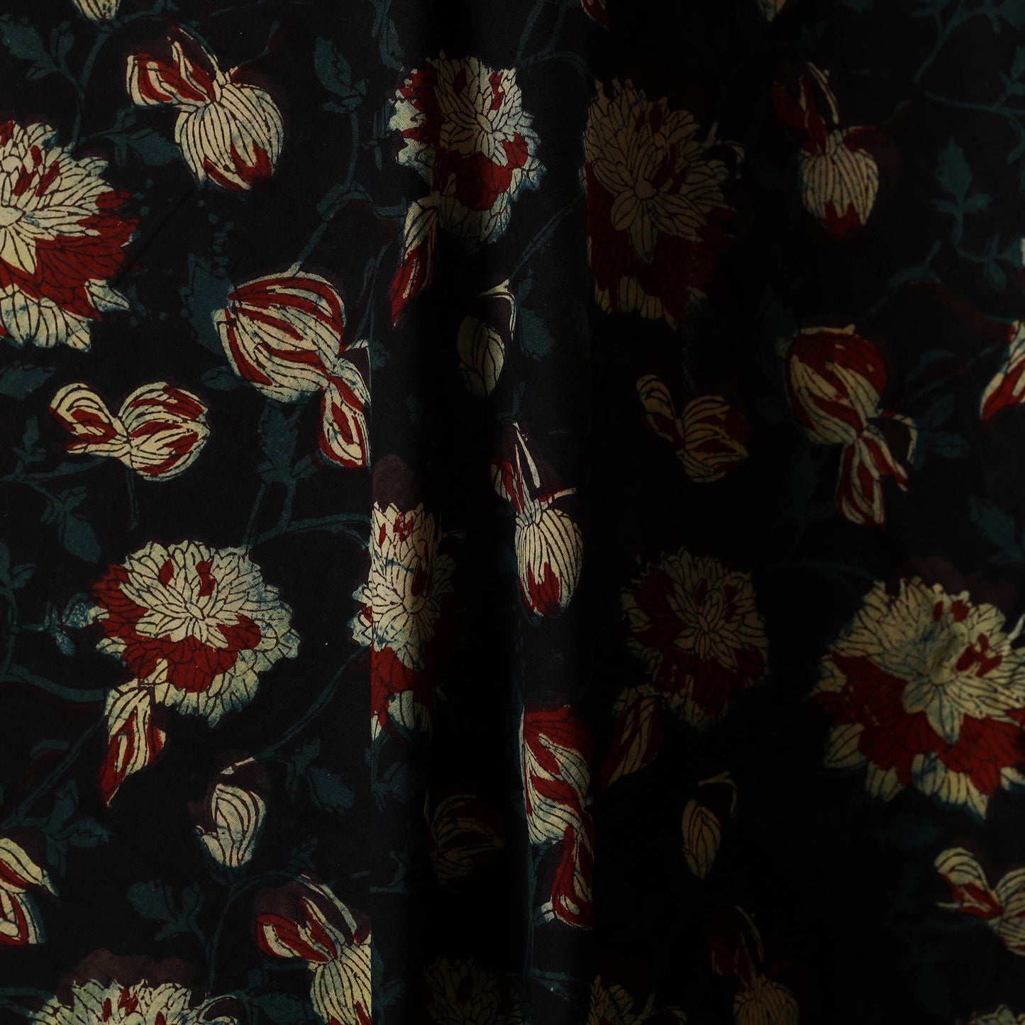 Black - natural dyed bagru dabu fabric 32 - handcrafted