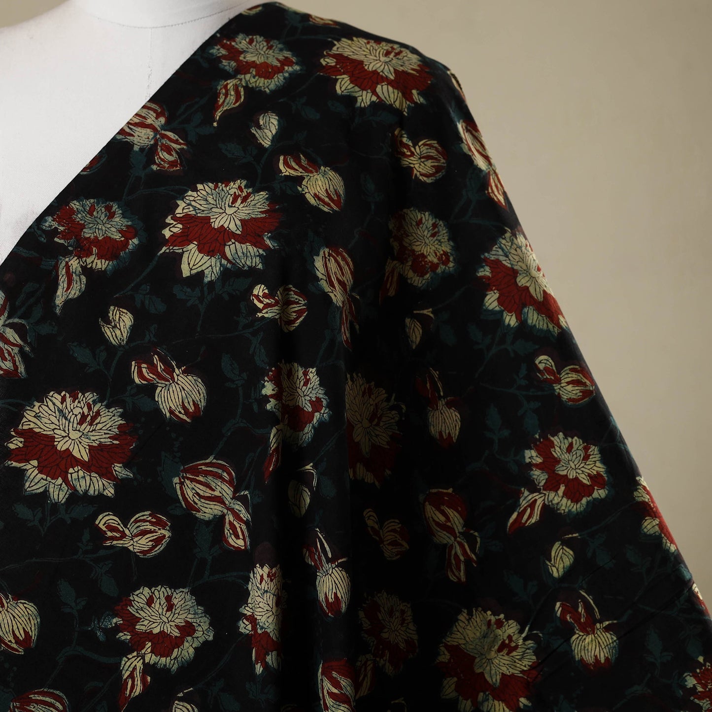 Black - natural dyed bagru dabu fabric 32 - handcrafted