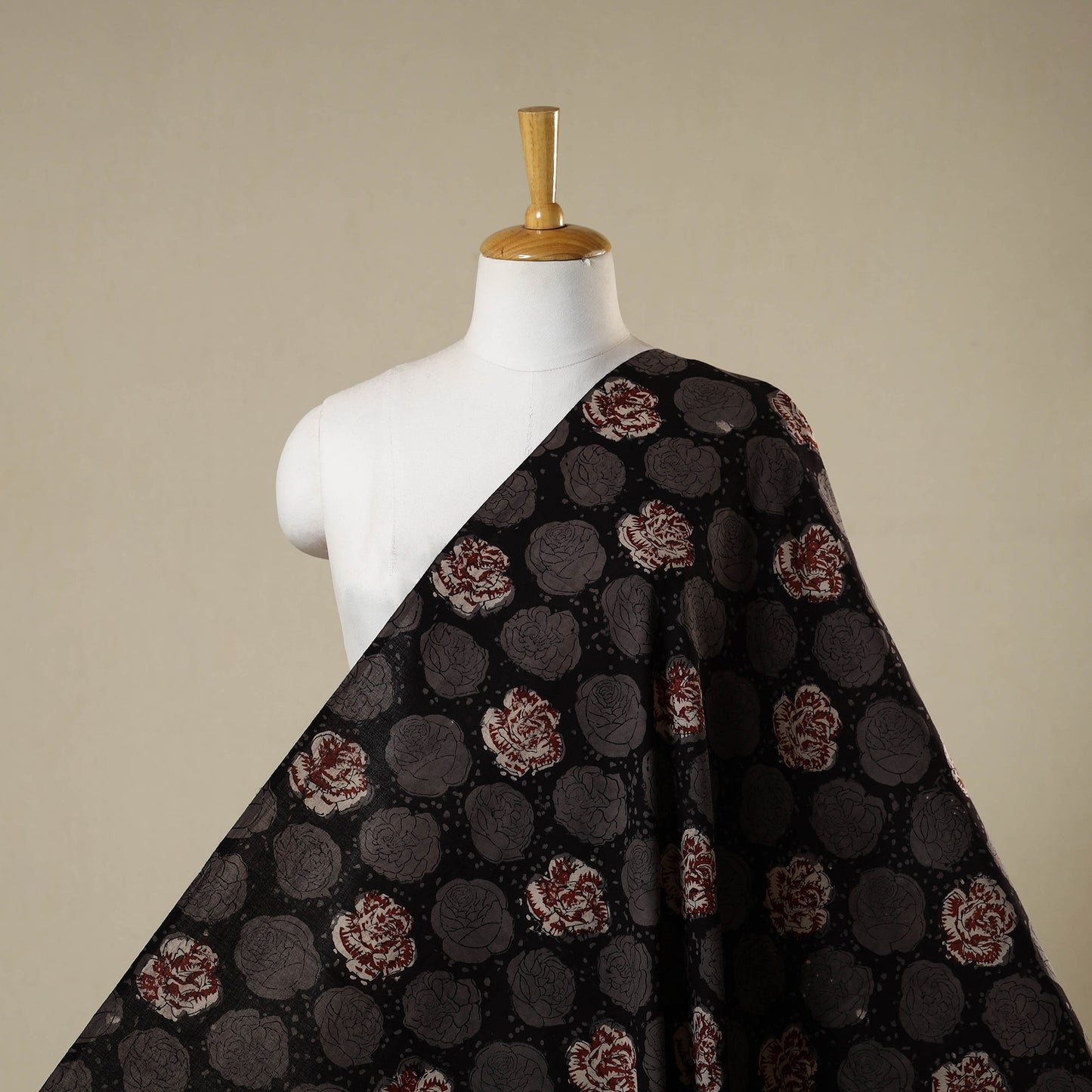 Black - natural dyed bagru dabu fabric 35 - handcrafted