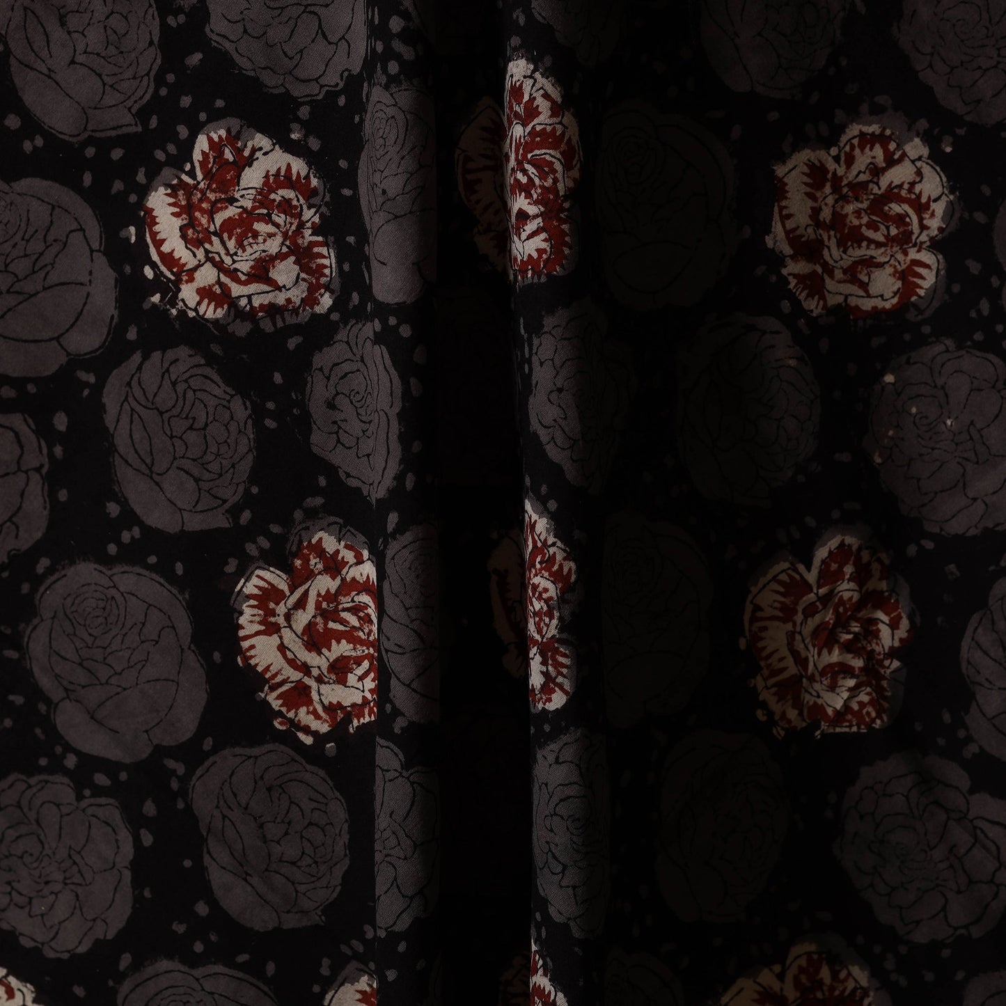 Black - natural dyed bagru dabu fabric 35 - handcrafted