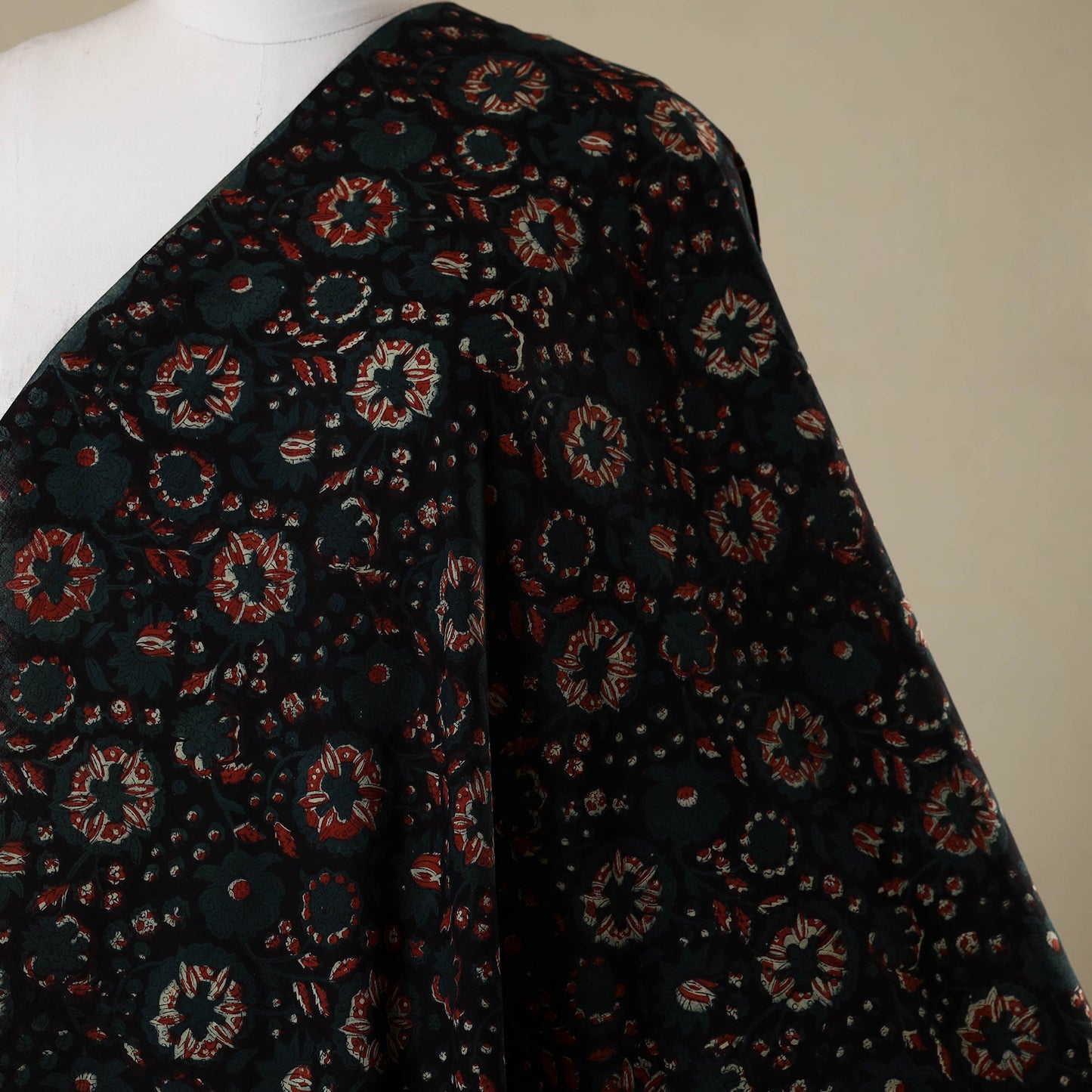 Black - natural dyed bagru dabu fabric 39 - handcrafted