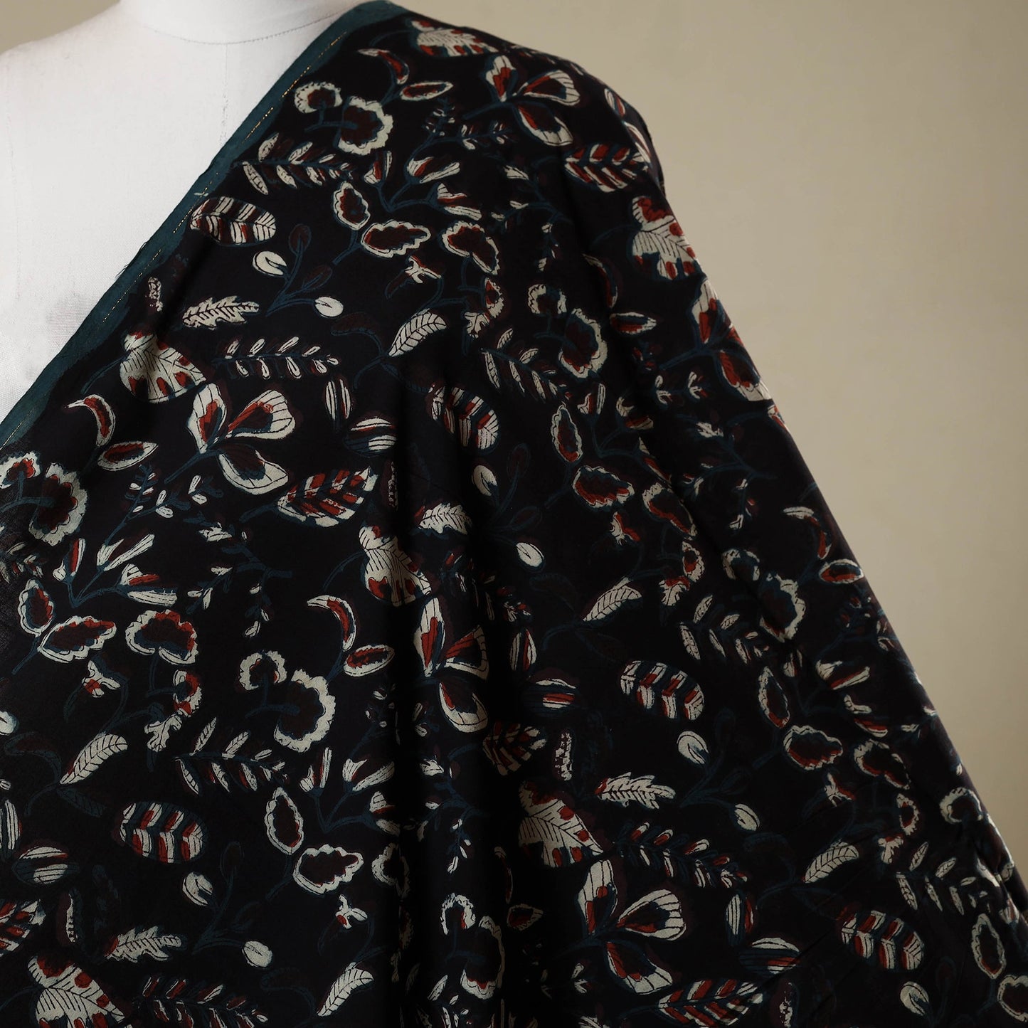 Black - natural dyed bagru dabu fabric 41 - handcrafted