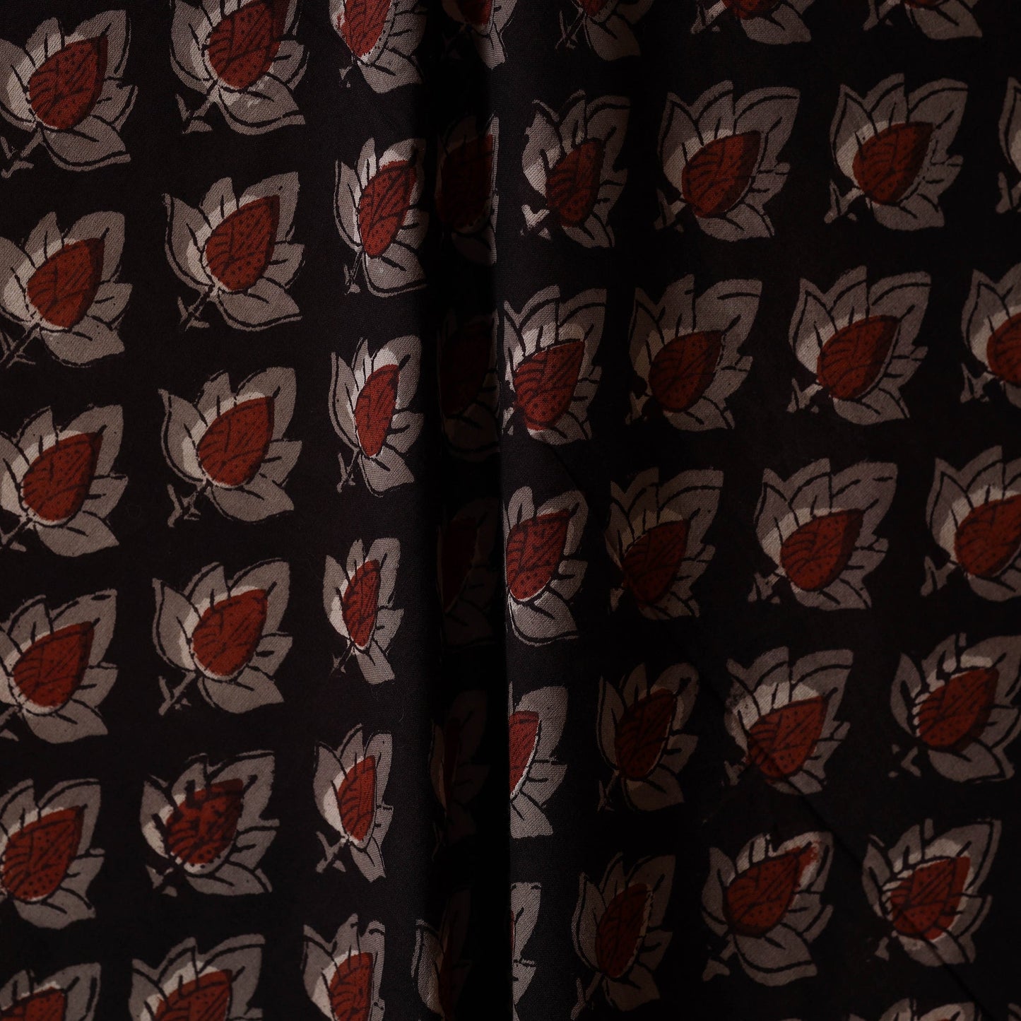 Black - natural dyed bagru dabu fabric 44 - handcrafted