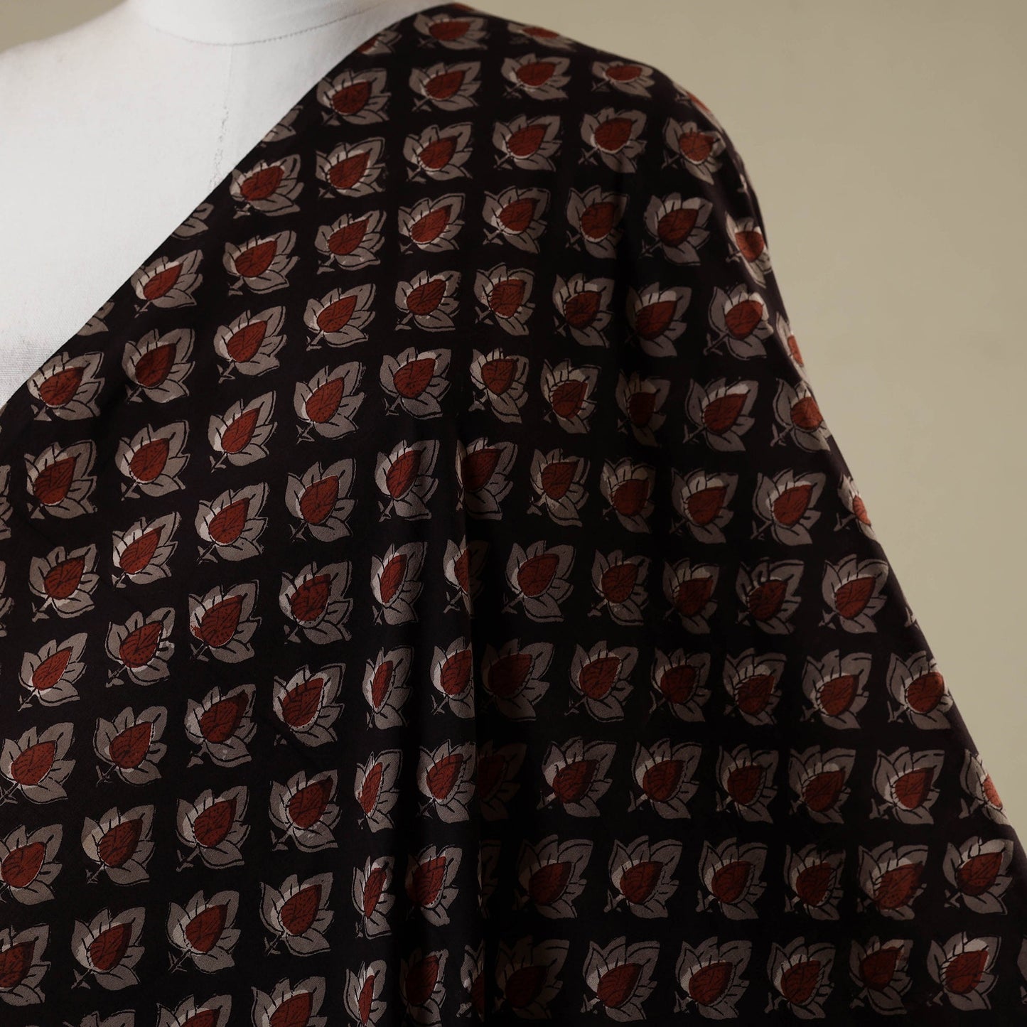 Black - natural dyed bagru dabu fabric 44 - handcrafted