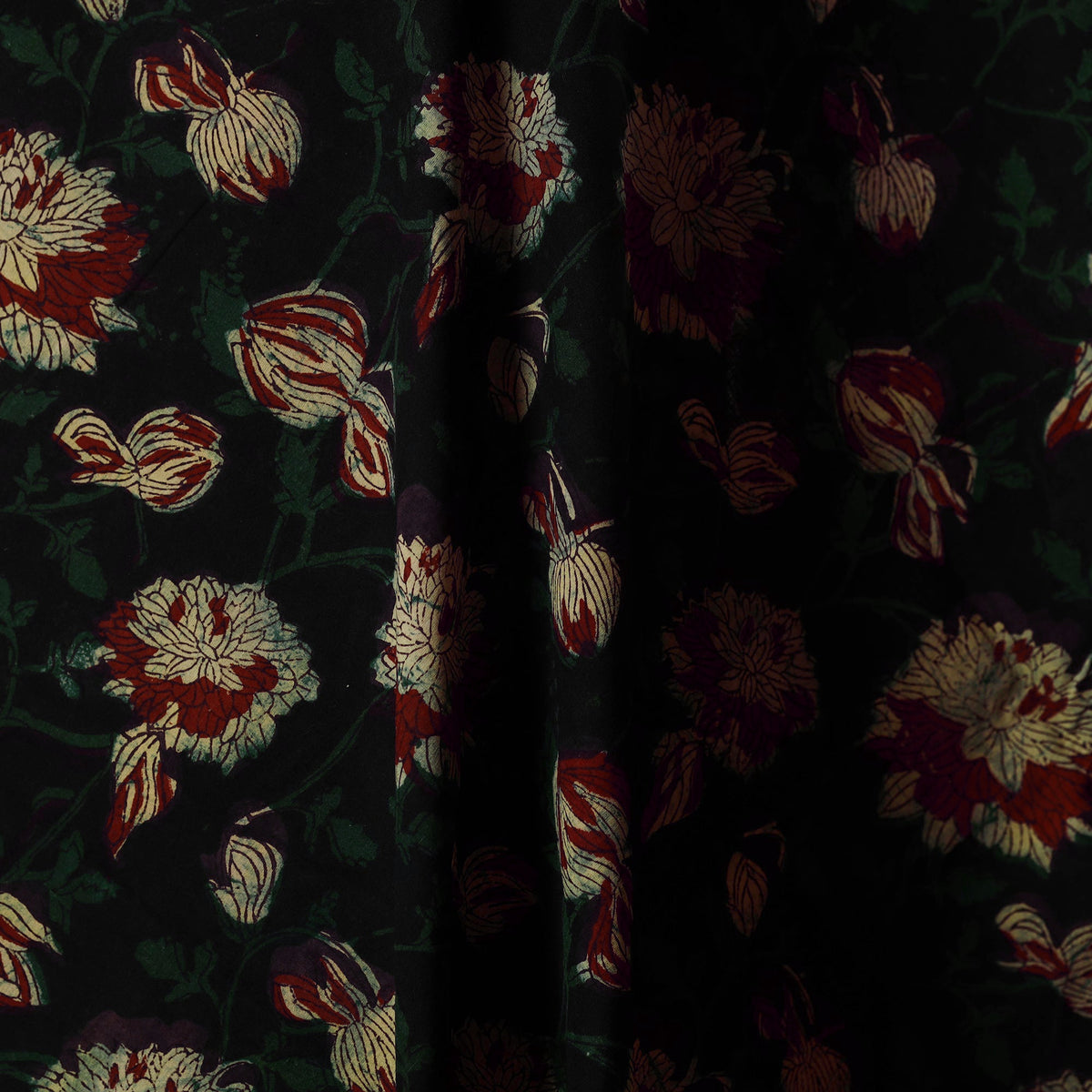 Black - Natural Dyed Bagru Dabu Print Fabric 32
