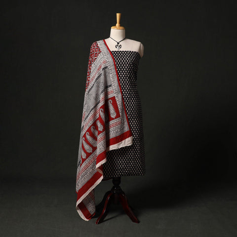 Natural dyed bagru hand block print cotton 2pc unstitched