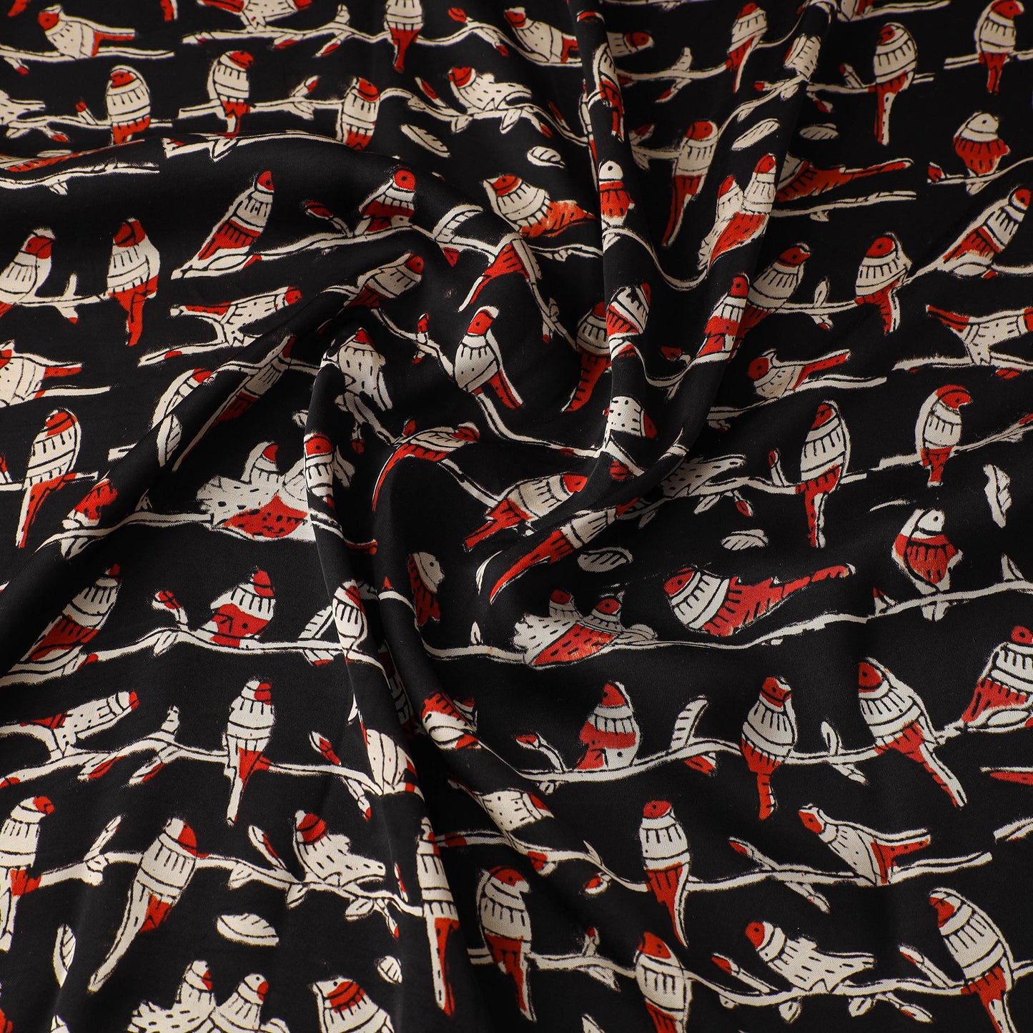 Black - natural dyed bagru modal silk fabric 01