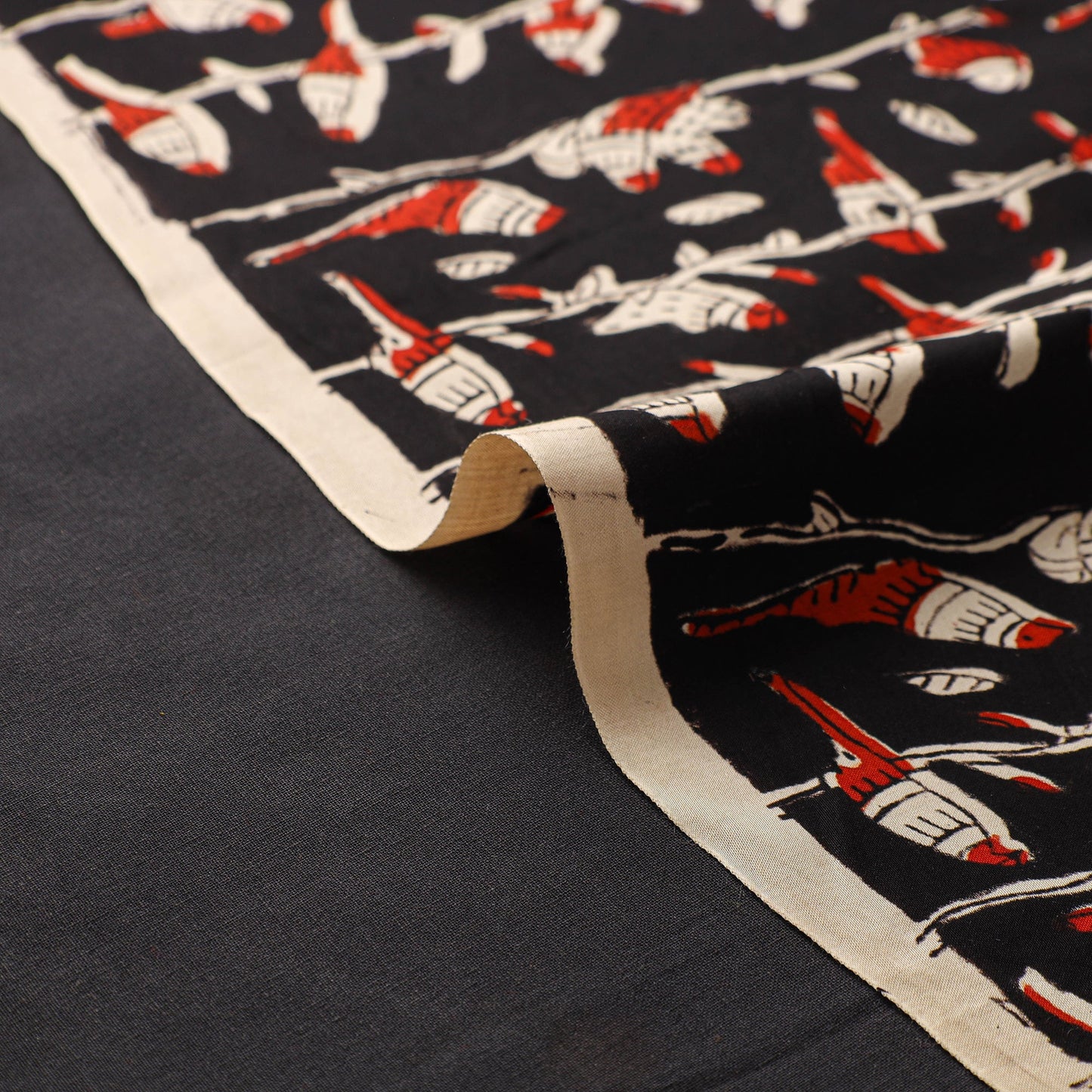 Black - natural dyed bagru modal silk fabric 01