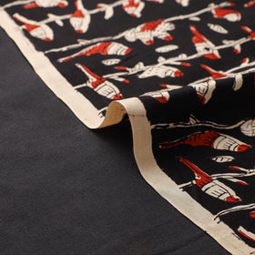 Black - natural dyed bagru modal silk fabric 01