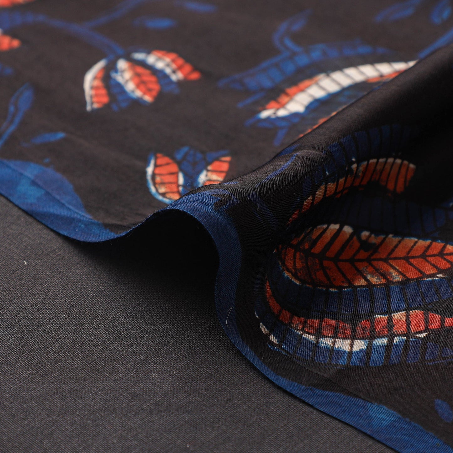 Black - natural dyed bagru modal silk fabric 11
