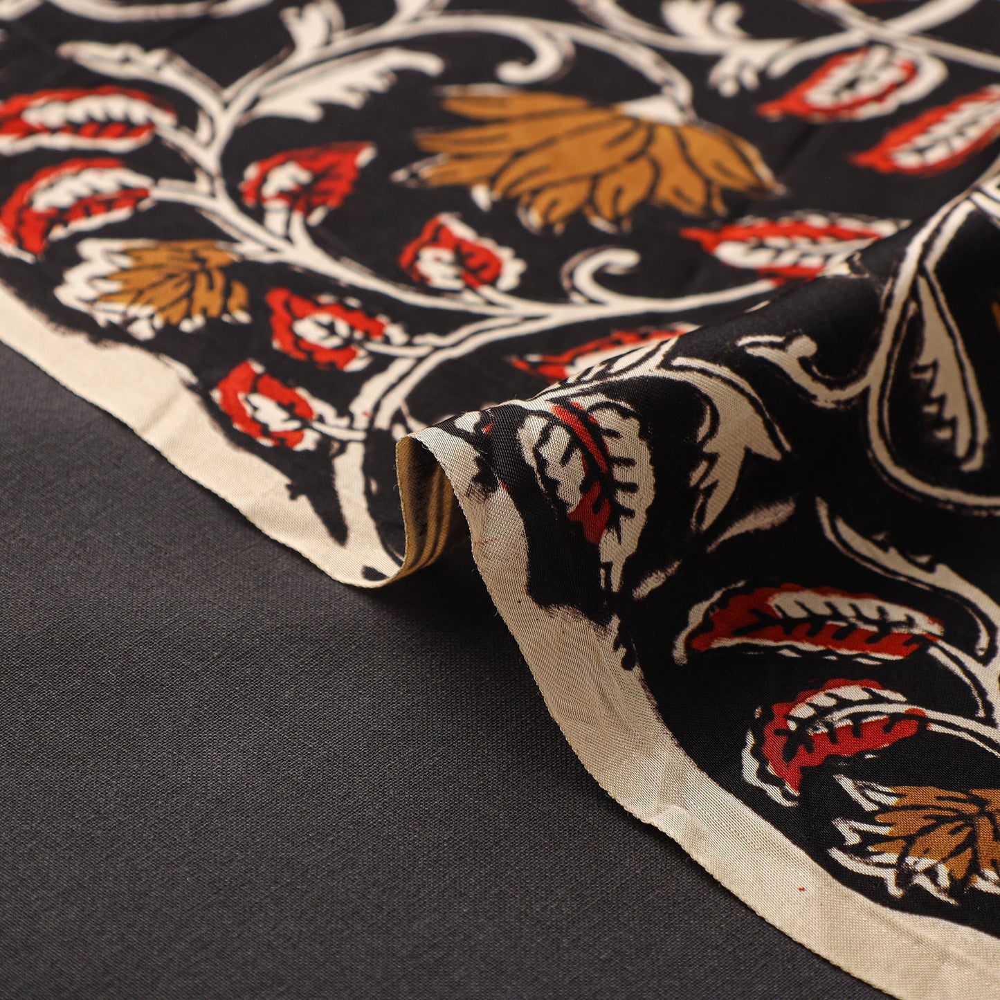 Black - natural dyed bagru modal silk fabric 22